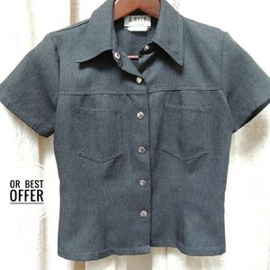 A Byer California charcoal grey snap button top